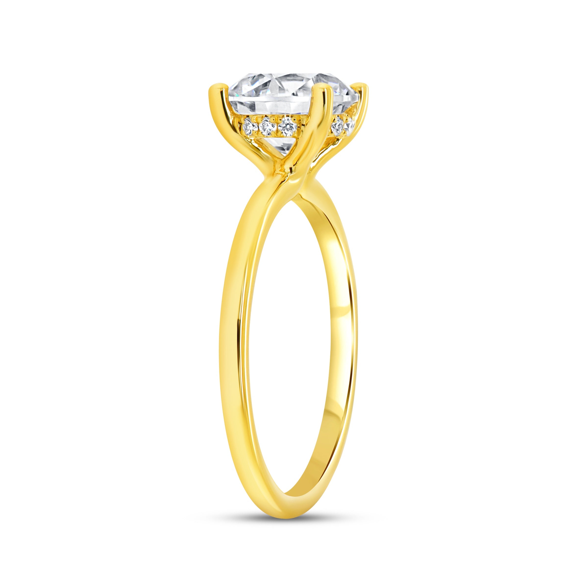 Solitaire Engagement Ring with a Hidden Halo in 18K Yellow Gold (100-33153)
