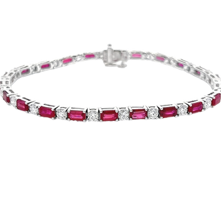 Red Ruby Tennis Bracelet in White Gold (240-00181)
