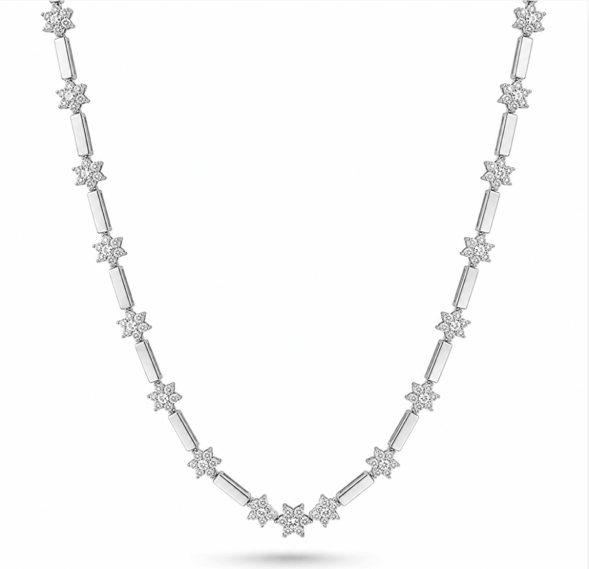 Flower Diamond Necklace in White Gold (165-33420)