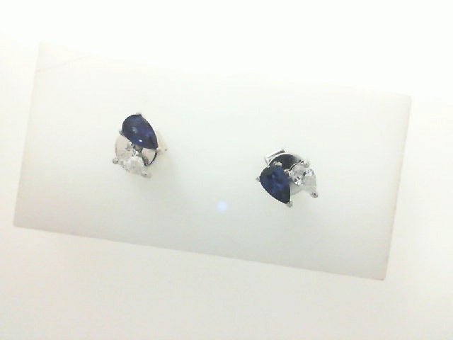 Frederick Sage Round Sapphire and Diamond Stud Earrings in 18K White Gold (0.54ct)