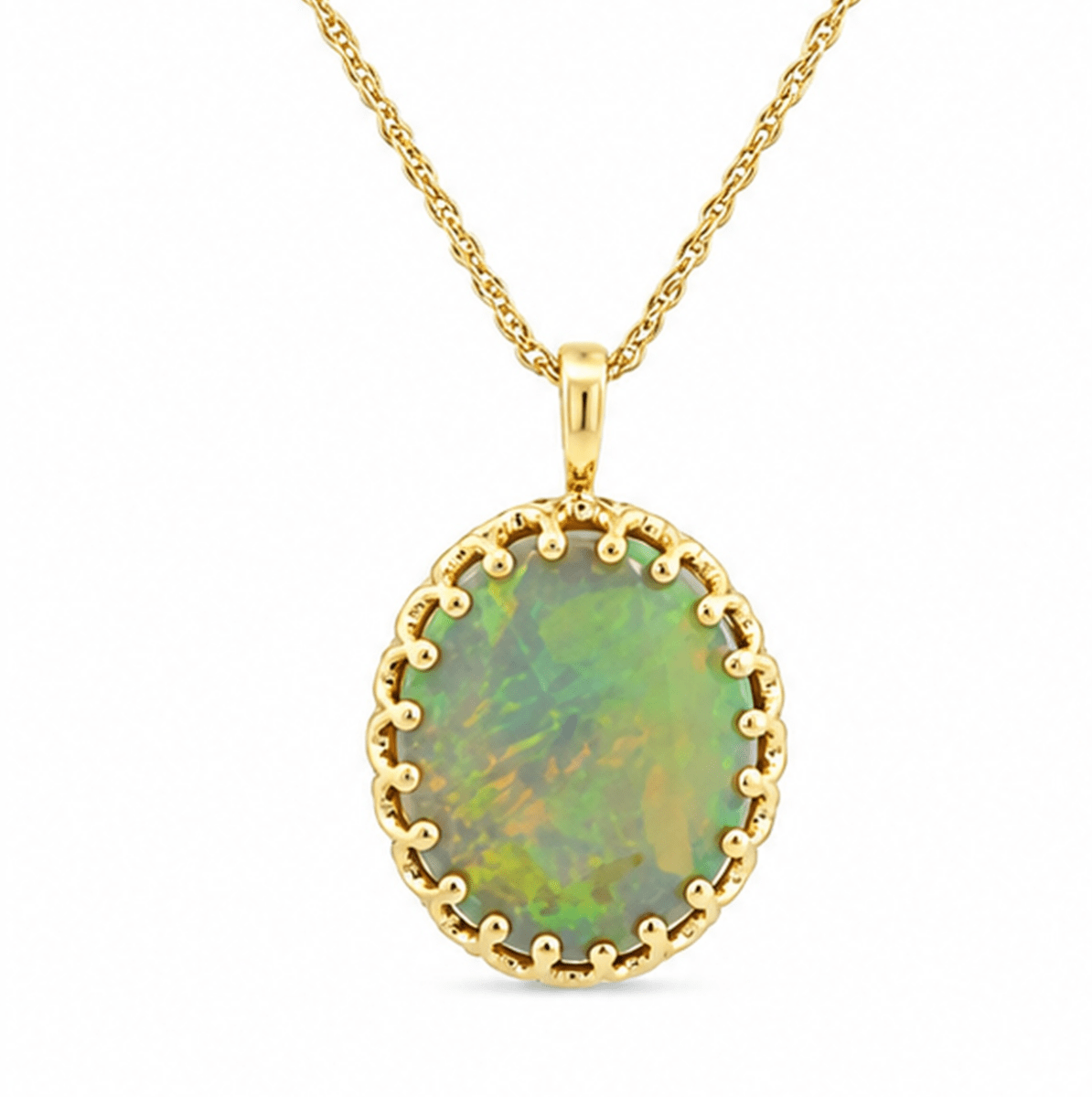 Free Form Cabochon Opal Pendant in Yellow gold (230-01417)