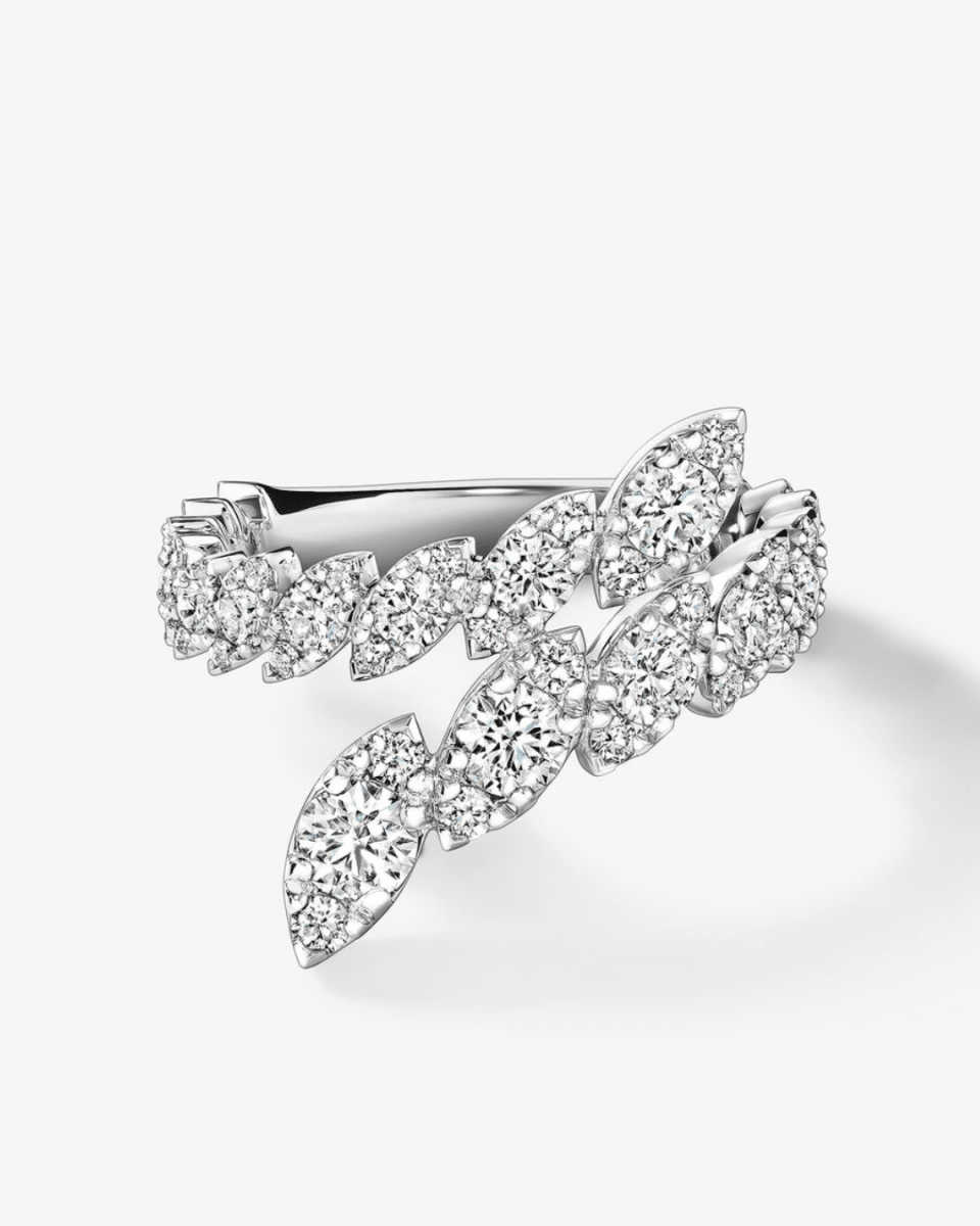 Hearts On Fire Bypass Fashion Ring in White Gold (130-33240)