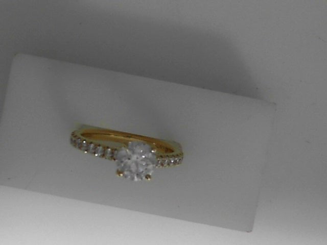 Hearts On Fire Cathedral Solitaire Engagement Ring with Diamond Band in 18K Yellow Gold (1.37ctw)