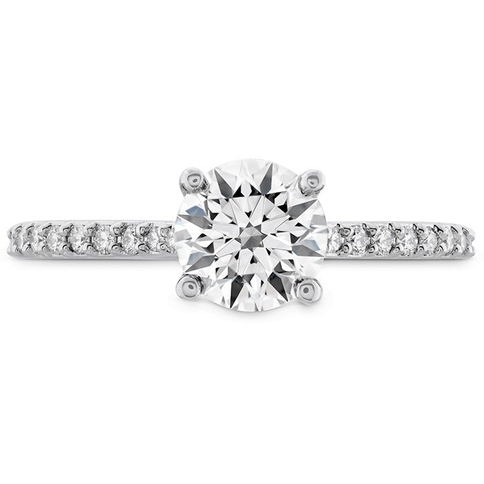 Hearts On Fire Contemporary Engagement Ring with 1.02ct Center Diamond and 0.17ct Side Diamonds in 18K White Gold (1.19ct)