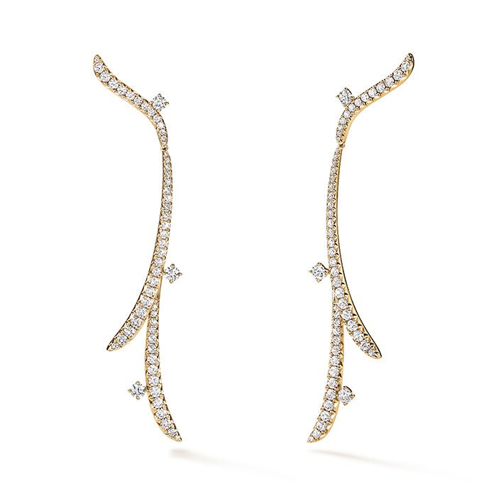Hearts On Fire French Cut Pavé Diamond Drop Earrings in 18K Yellow Gold (4.37ct)