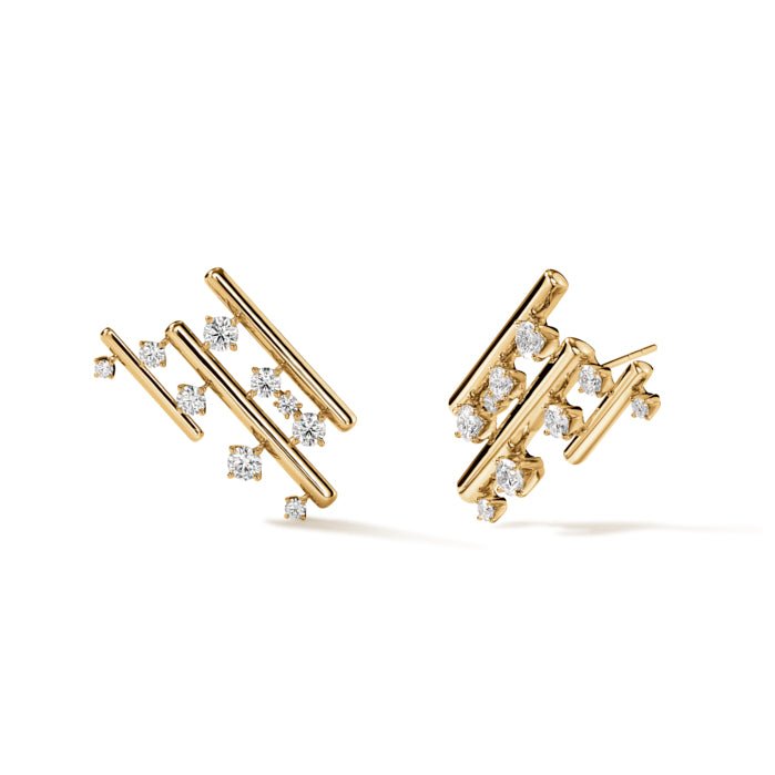 Hearts On Fire Multi Row Climber Earrings in 18K Yellow Gold (2.18ct)