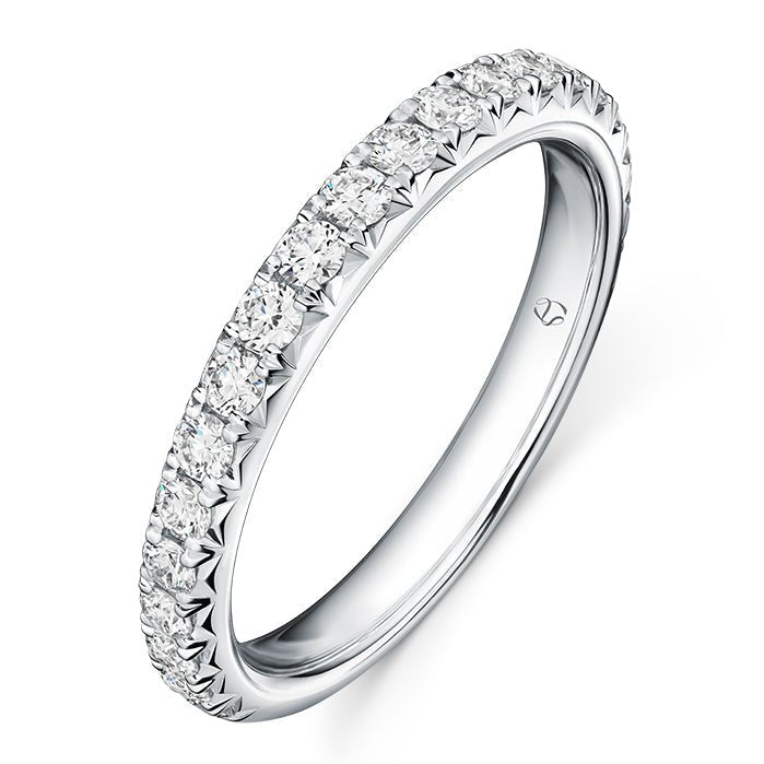 Hearts On Fire Three Quarters Wedding Band with French Cut Pave in Platinum (0.56ctw)