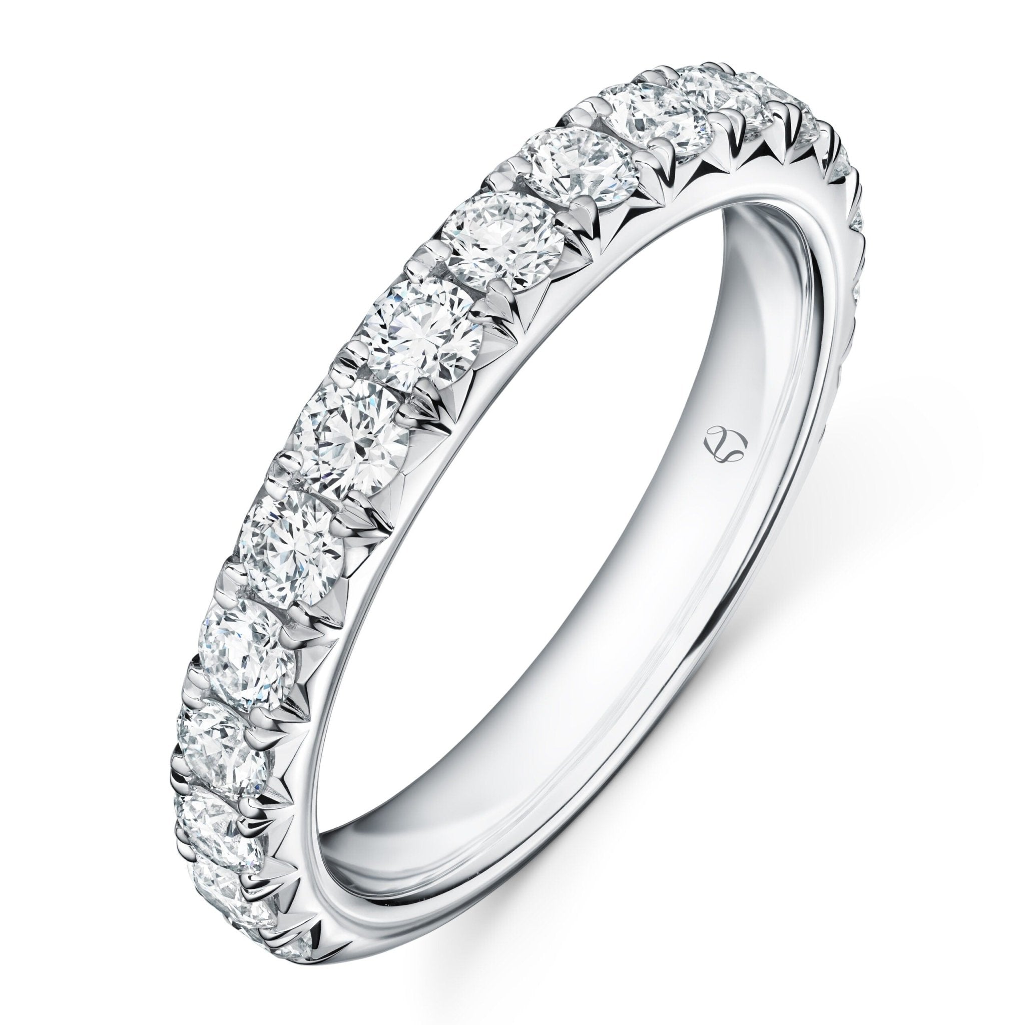 Hearts On Fire Three Quarters Wedding Band with French Cut Pave in Platinum (0.56ctw)