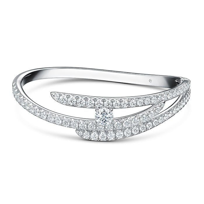 Hearts On Fire Triple Row Bangle Bracelet in 18K White Gold (5.23ctw)