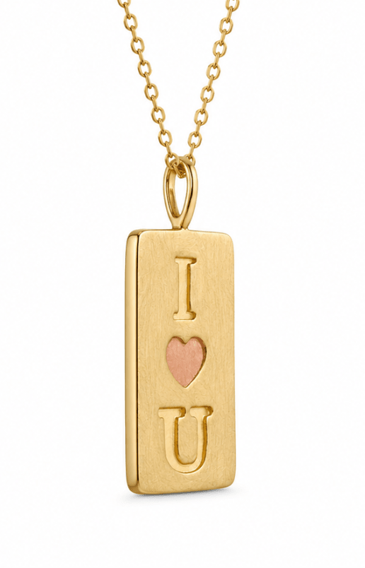 I Love You Brushed Pendant in Yellow Gold (435-00767)