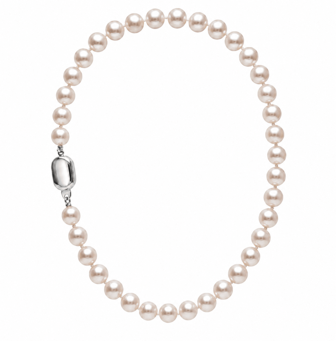 Lady's Cultured White Pearl Necklace in White Gold (325-00300)