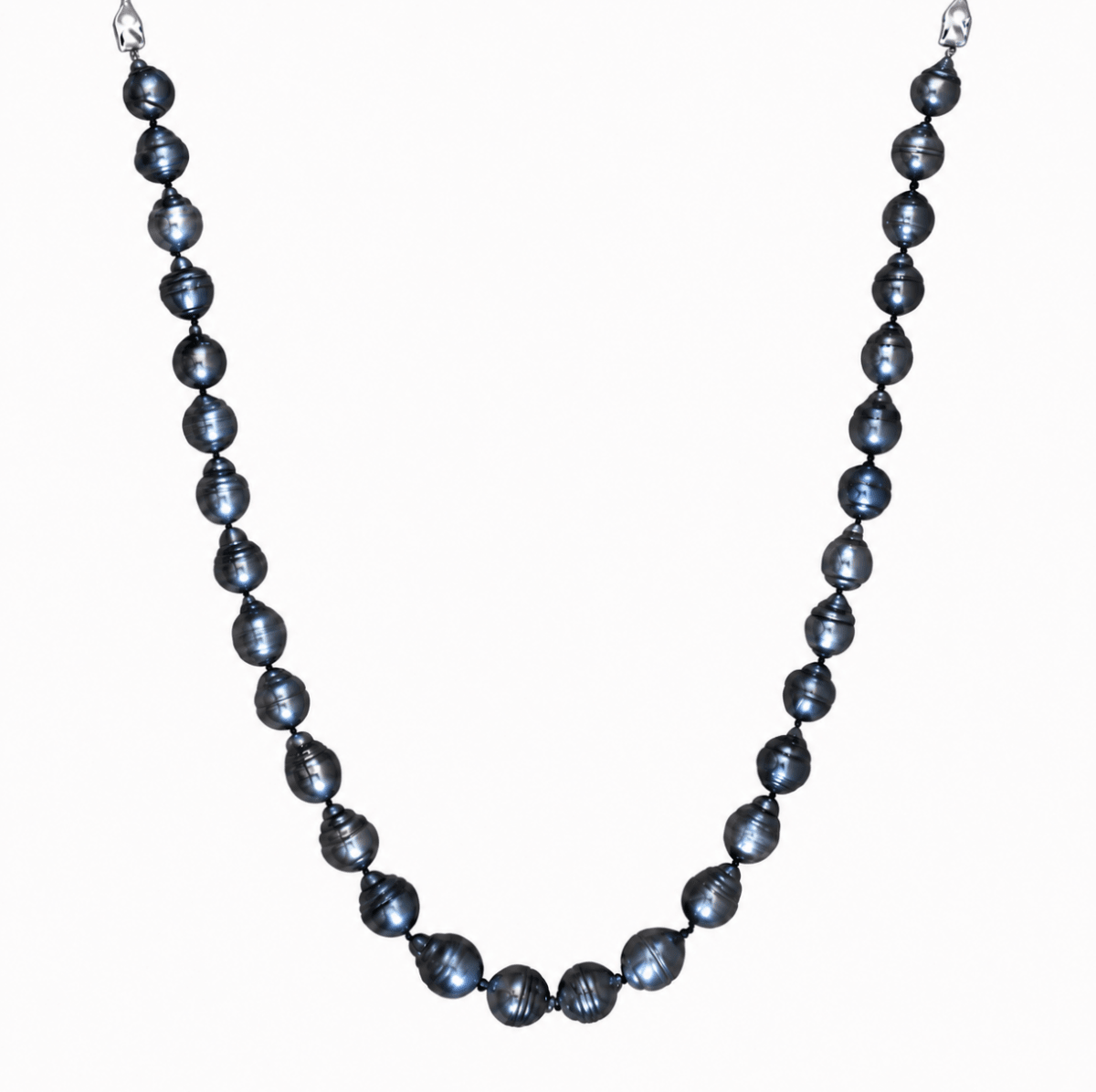 Lady's White Single Strand Tahitian Peacock Pearl Necklace in Sterling Silver (325-00358)