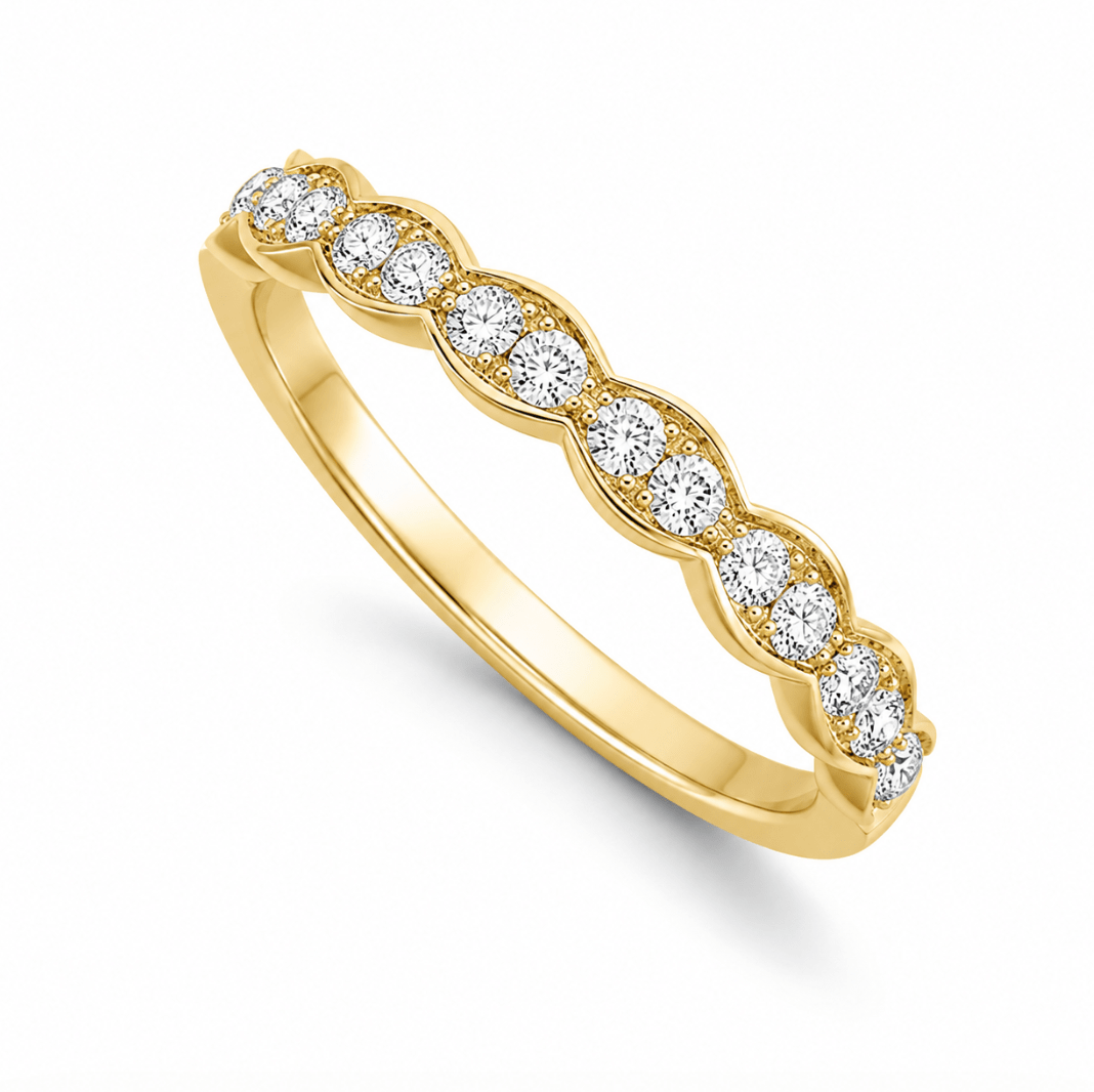 Lorelei Floral Wedding Band by Hearts On Fire in Yellow Gold (110-33313)