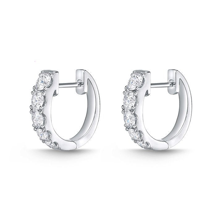 Memoire Graduated Huggies Earrings in 18K White Gold (0.94ct)