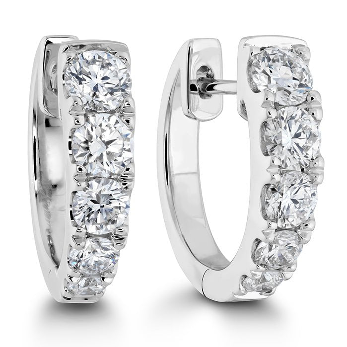 Memoire Graduated Huggies Earrings in 18K White Gold (0.94ct)
