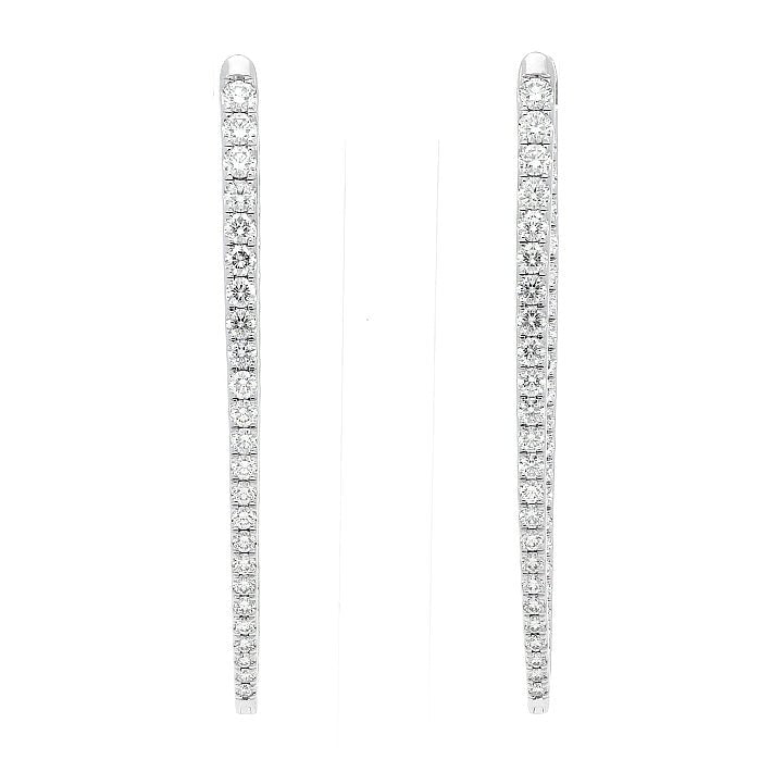 Memoire Imperial Diamond Hoop Earrings in 18K White Gold (3.38ct)