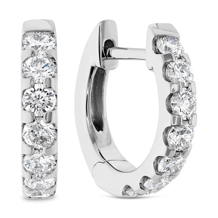 Memoire Odessa Prong Set Diamond Huggie Earrings in 18K White Gold (0.53ct)