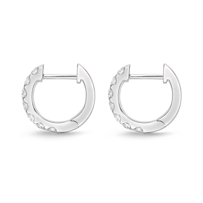 Memoire Odessa Prong Set Diamond Huggie Earrings in 18K White Gold (0.53ct)