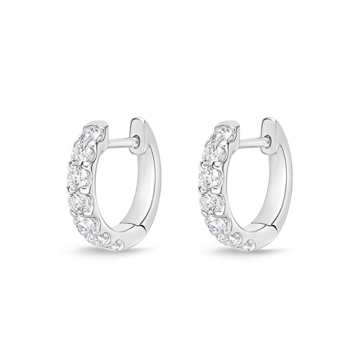 Memoire Odessa Prong Set Diamond Huggie Earrings in 18K White Gold (0.53ct)