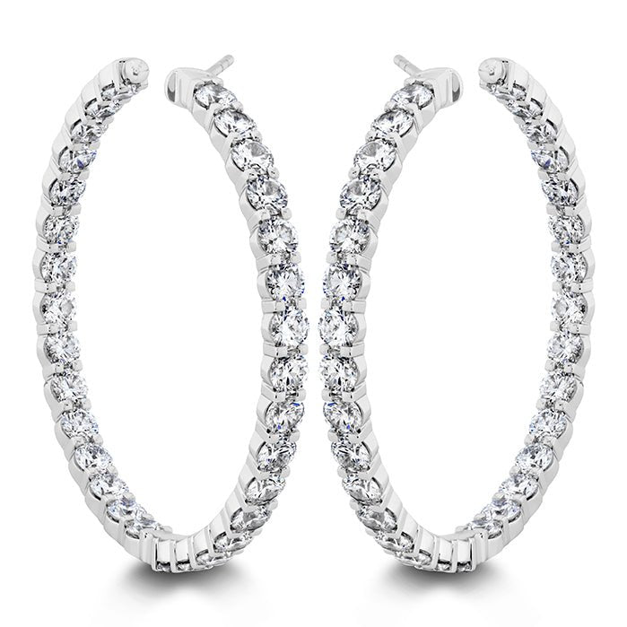 Memoire Petite Prong Hoop Earrings in 18K White Gold (5.05ct)