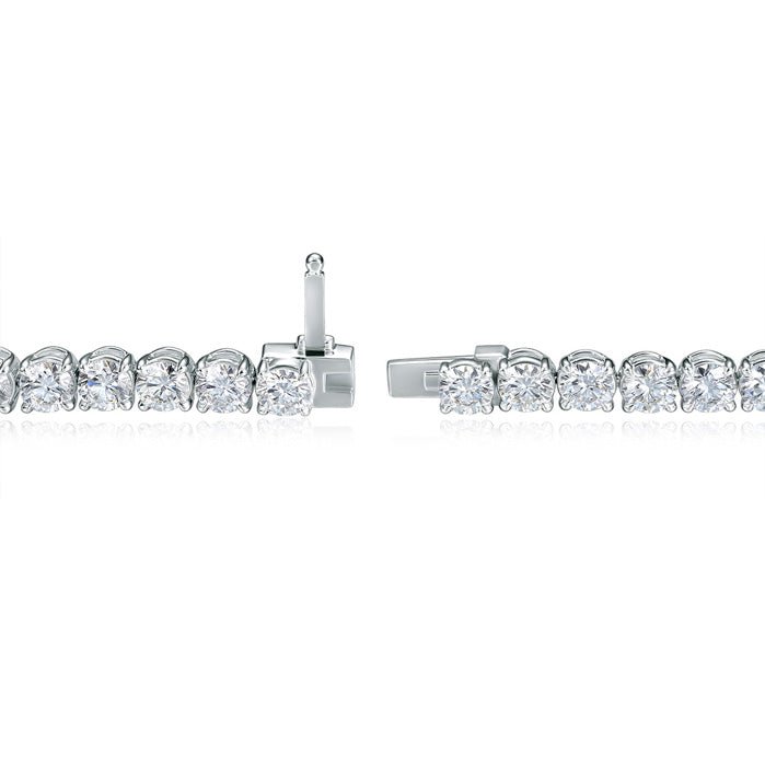 Memoire Round Diamond Line Bracelet in 18K White Gold (10.53ct)