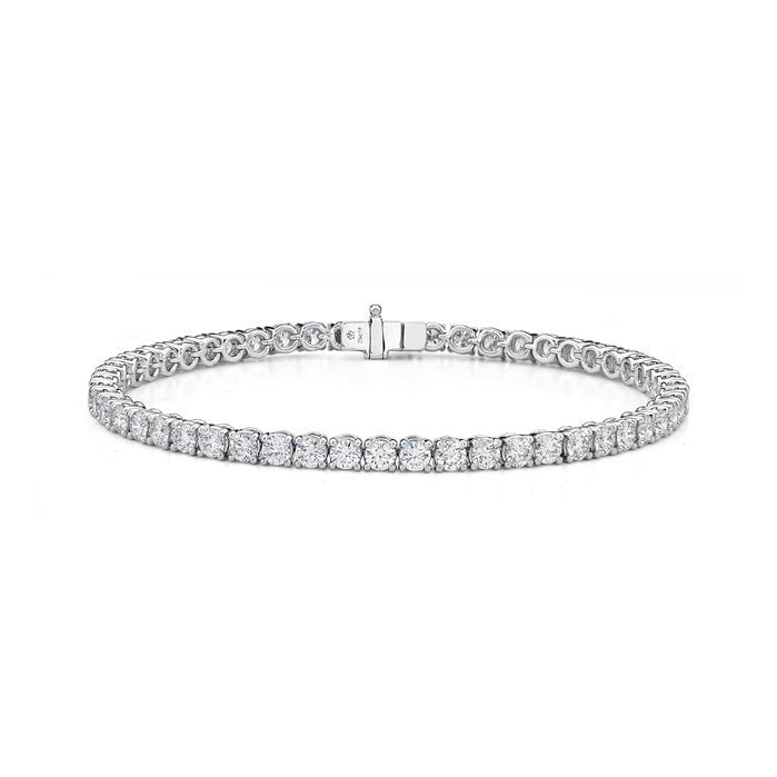 Memoire Round Diamond Line Bracelet in 18K White Gold (10.53ct)