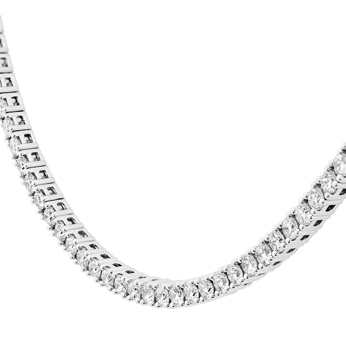 Memoire Round Diamond Line Necklace in 18K White Gold (3.44ct)