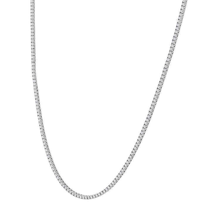 Memoire Round Diamond Line Necklace in 18K White Gold (3.44ct)