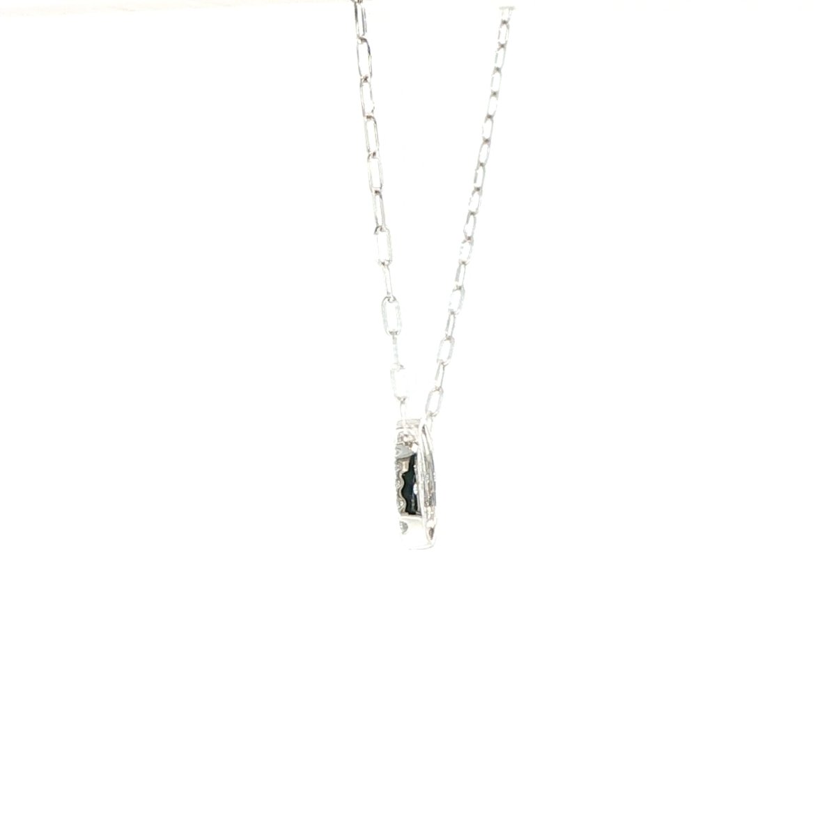 Mini Vertical Clip Oval Pendant in white gold (160-33579)