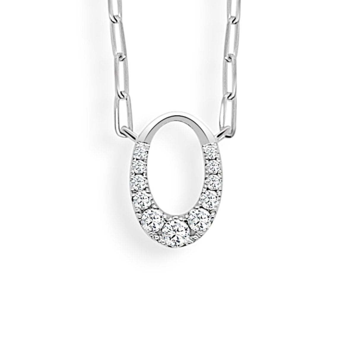 Mini Vertical Clip Oval Pendant in white gold (160-33579)