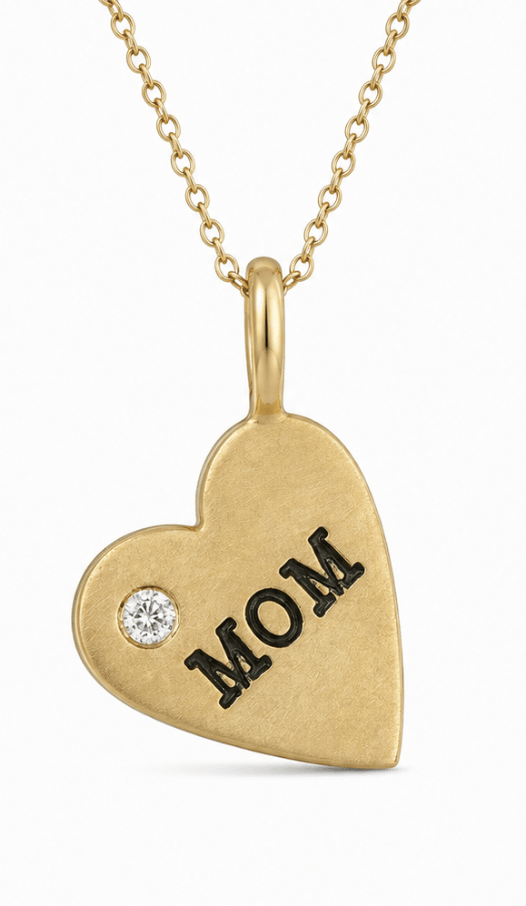 Mom Heart Pendant in Yellow Gold (425-00763)