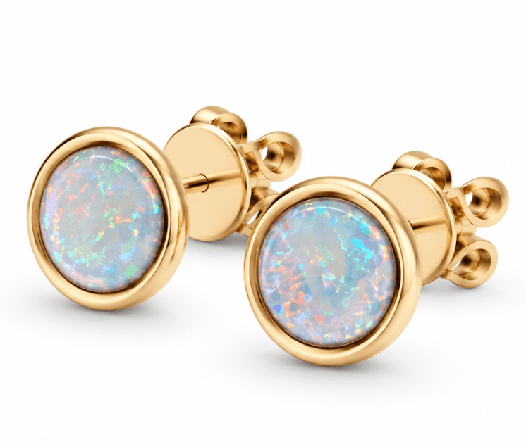 Opal Stud Earrings in Yellow Gold (210-33394)