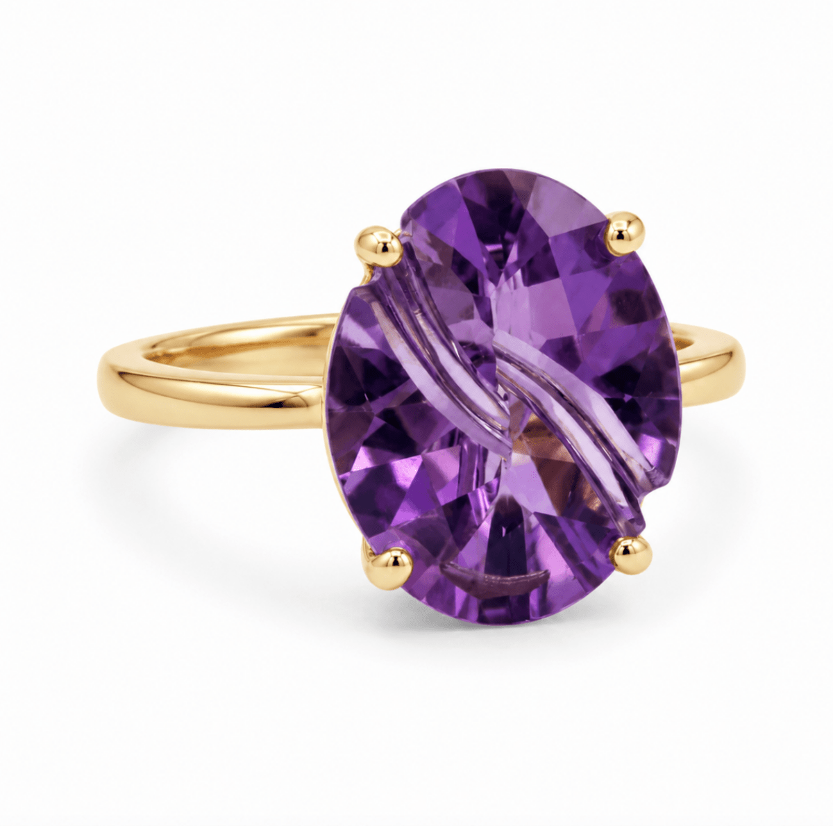 Oval Amethyst Fashion Ring in Yellow Gold (200-01364)