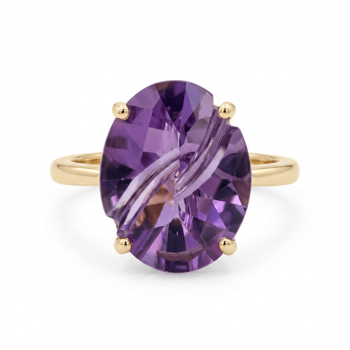 Oval Amethyst Yellow Gold Fashion Ring(200 - 01364)