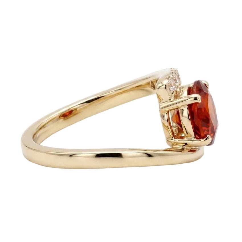 Oval Citrine And Diamond Closed Bypass Fashion Ring (200 - 01367)