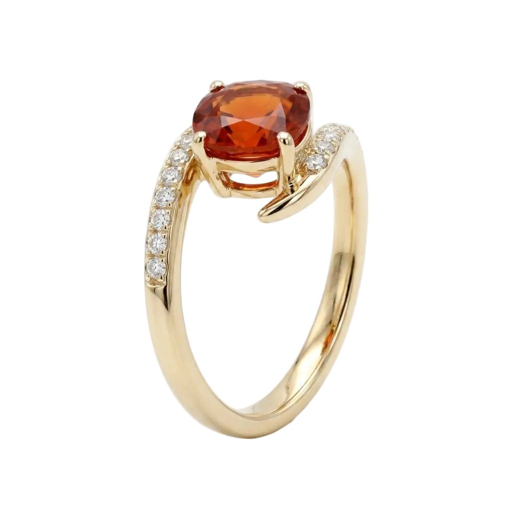 Oval Citrine And Diamond Closed Bypass Fashion Ring (200 - 01367)