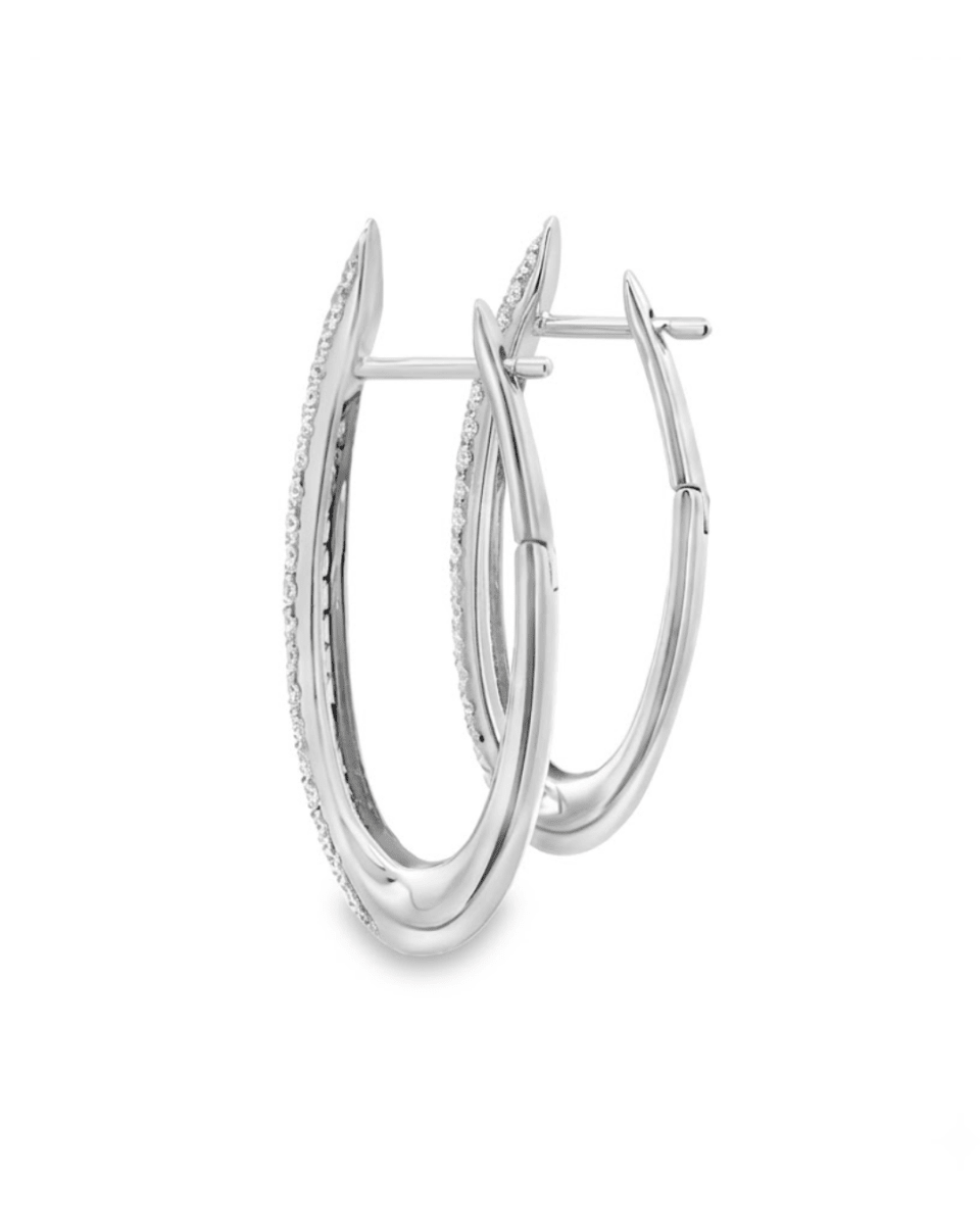 Oval Diamond Hoops in White Gold (152-33193)