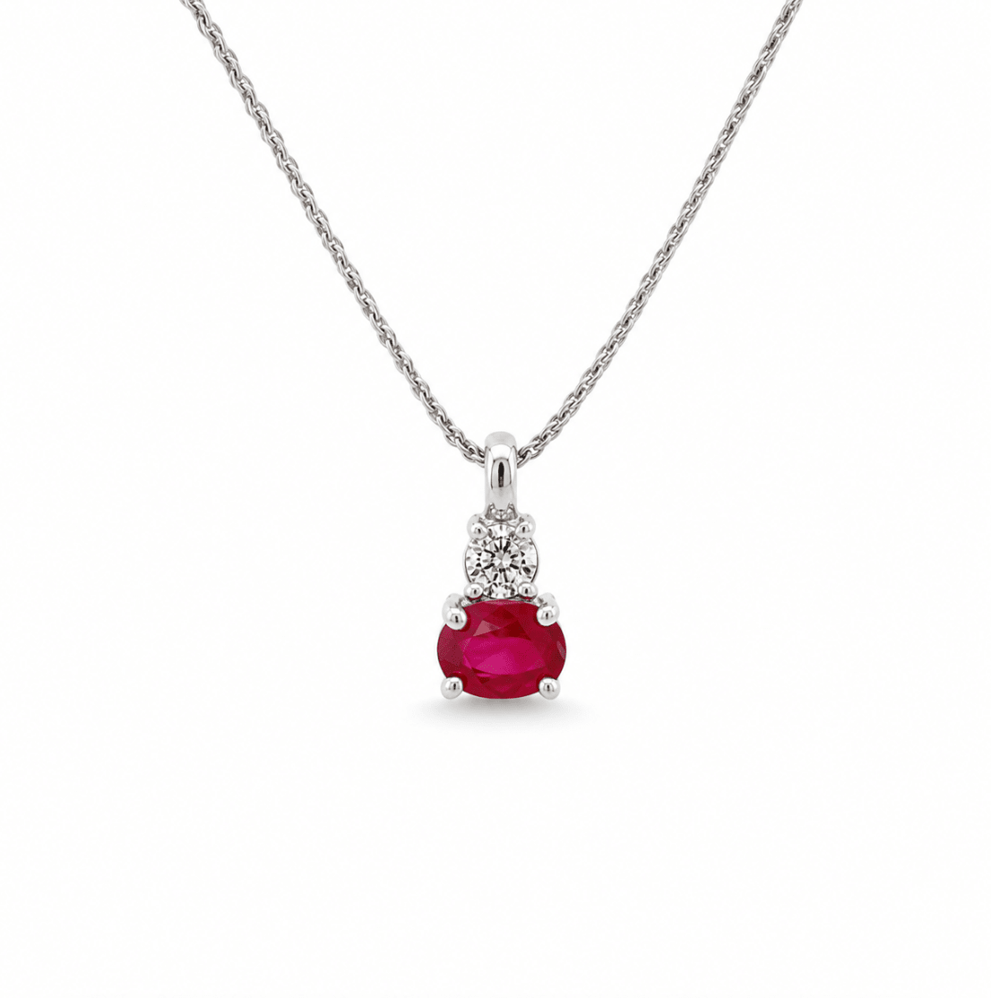 Oval Ruby and Diamond Pendant in white gold (230-01525)