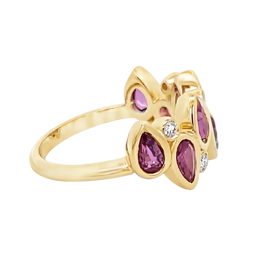 Pear Pink Sapphire Geometric Fashion Ring (200 - 01369)