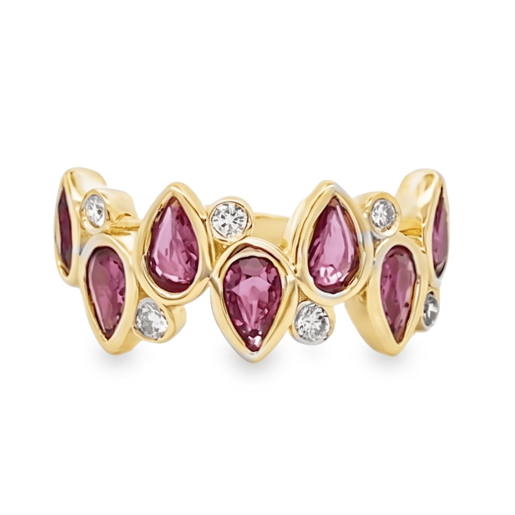 Pear Pink Sapphire Geometric Fashion Ring (200 - 01369)