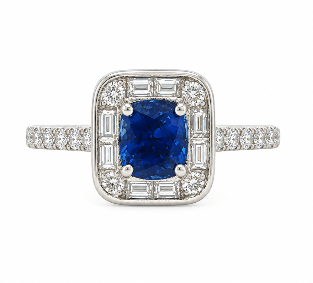 Platinum Sapphire Diamond Ring (270-00583)