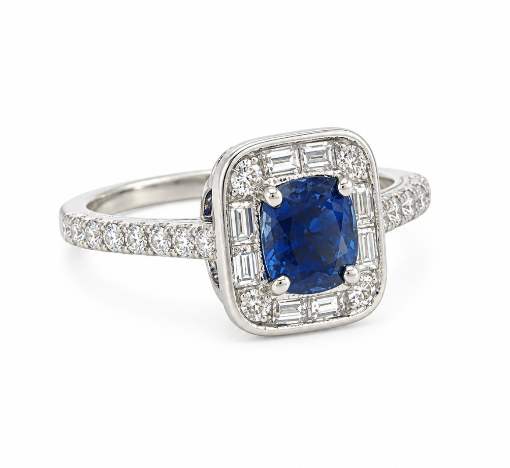 Platinum Sapphire Diamond Ring (270-00583)