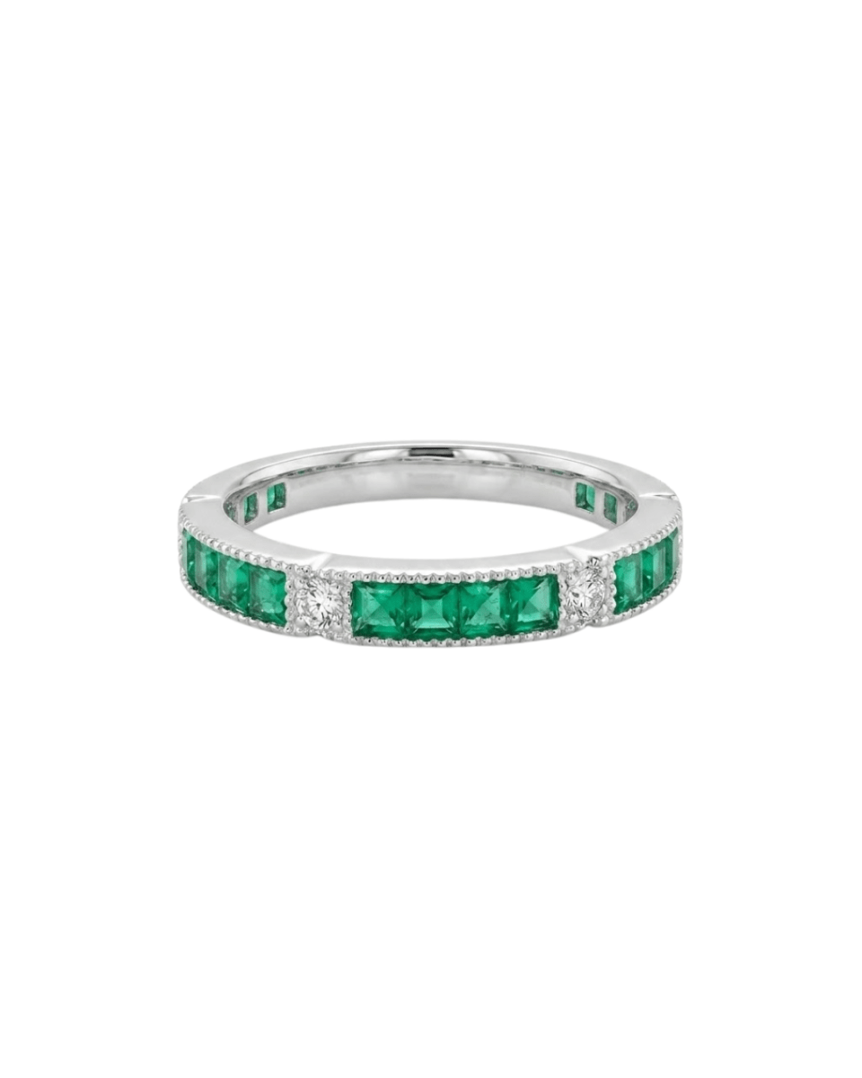 Princess Cut Emerald & Diamond Fashion Ring (200 - 01178)