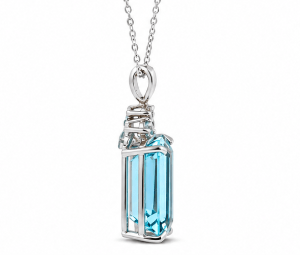 Rabbit Ear Aquamarine Pendant in white gold (230-01385)