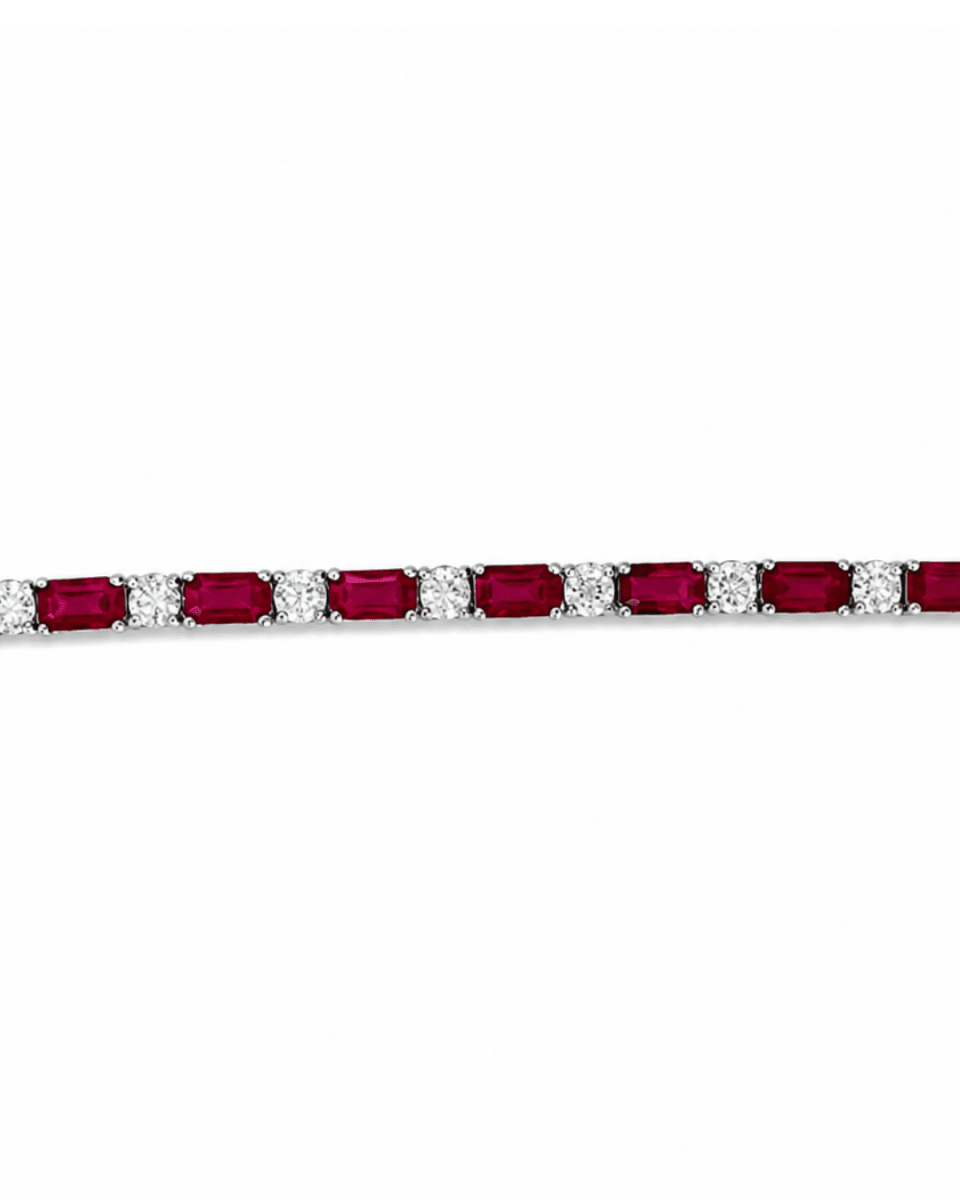Red Ruby Tennis Bracelet in White Gold (240-00181)