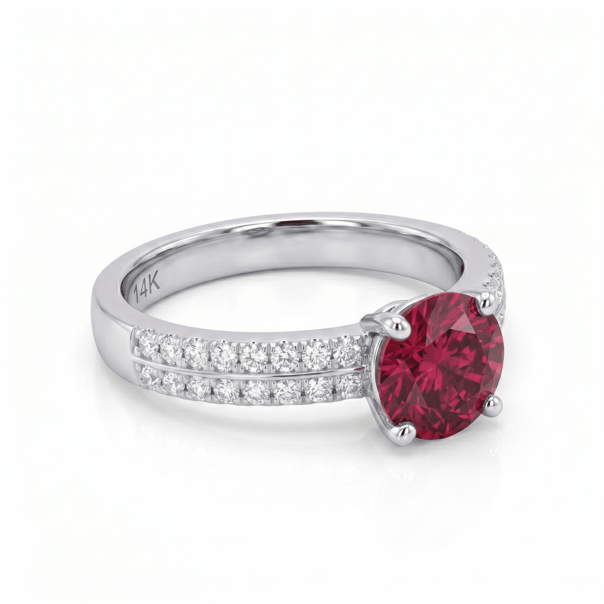 Ruby and Diamond Fashion Ring in White Gold (200 - 01109)