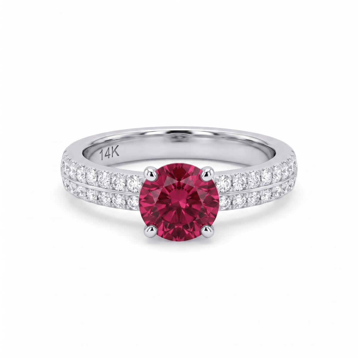 Ruby and Diamond Fashion Ring in White Gold (200 - 01109)