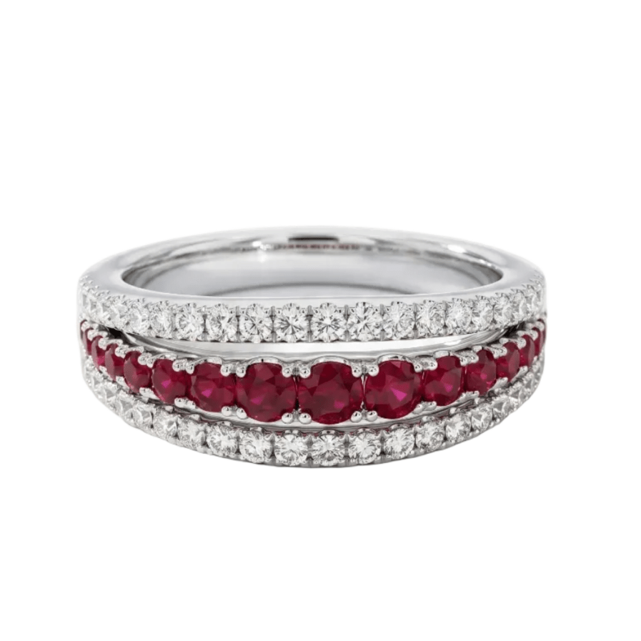 Ruby and Diamond Pavé Band in 14K White Gold (200 - 33196)