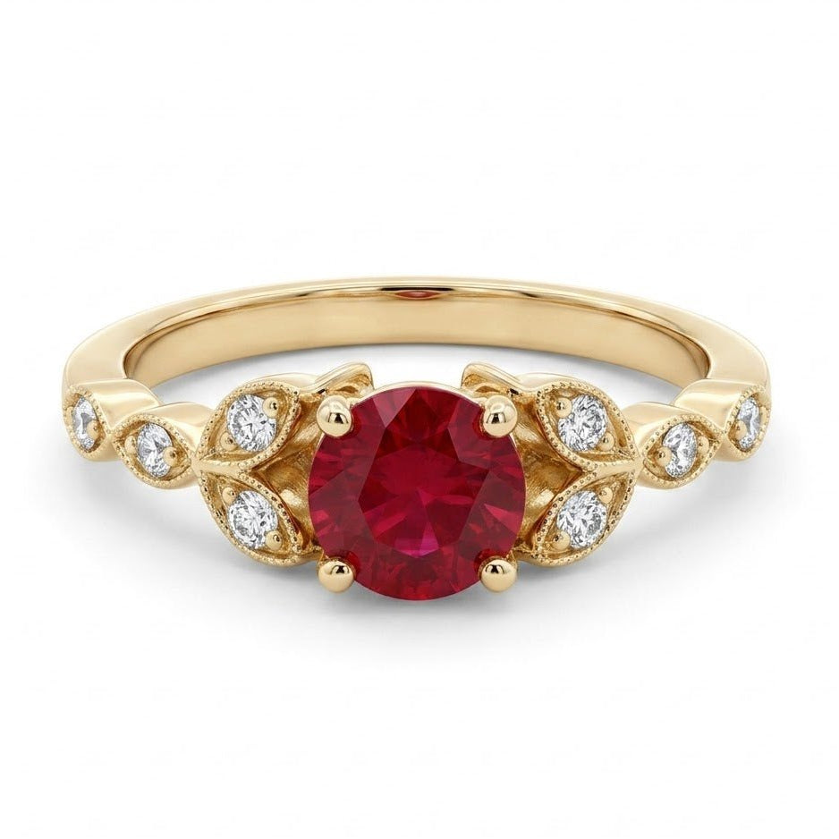 Ruby and Diamond Yellow Gold Fashion Ring (200 - 01390)
