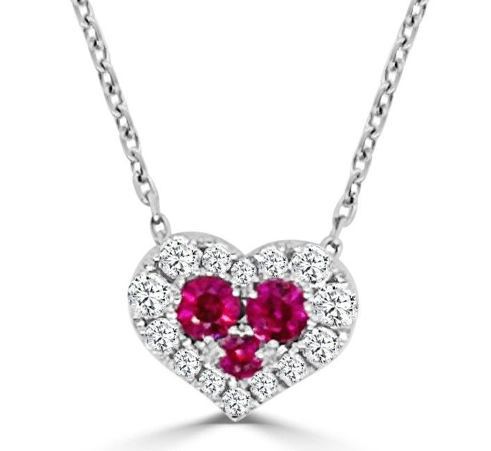Ruby Heart Shaped Pendant in White Gold (230-33225)